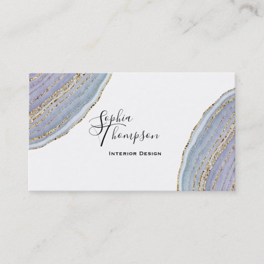 Modern Gold Lavender Geode Agate - Visitekaartje (Voorkant)