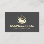 Modern Gold Lawn Care Logo Landscaping Service Visitekaartje (Voorkant)