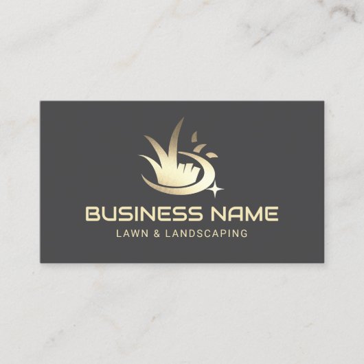 Modern Gold Lawn Care Logo Landscaping Service Visitekaartje (Voorkant)