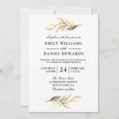 Modern Gold Leaf Elegant Wedding Invite Kaart (Voorkant)