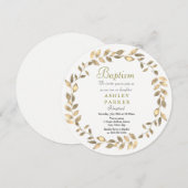 Modern Gold leaf met grote jongen Girl Baptism Inv Kaart (Voorkant / Achterkant)