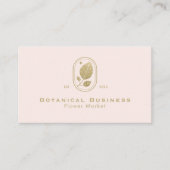 Modern Gold Leaf Minimal Botanical Cream Pink Visitekaartje (Voorkant)
