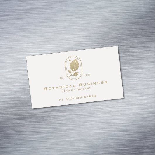 Modern Gold Leaf Minimal Botanical Soft Pink Magnetisch Visitekaartje (Voorbeeld)