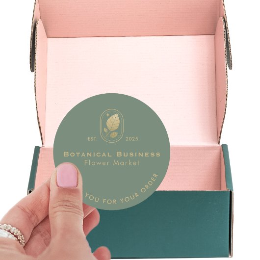 Modern Gold Leaf Minimal Botanisch Groen Dank u Ronde Sticker