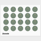 Modern Gold Leaf Minimal Botanisch Groen Dank u Ronde Sticker (Vel)