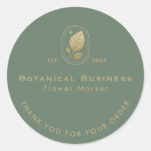 Modern Gold Leaf Minimal Botanisch Groen Dank u Ronde Sticker (Voorkant)