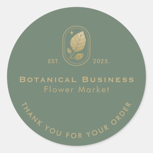 Modern Gold Leaf Minimal Botanisch Groen Dank u Ronde Sticker (Voorkant)