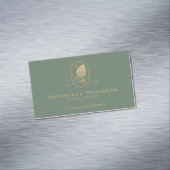 Modern Gold Leaf Minimal Botanisch Groen Magnetisch Visitekaartje (Voorbeeld)