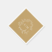 Modern Gold Leafy Crest Monogram Weddenschap Napki Servet (Hoek)