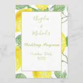 Modern Gold Lemon Wedding Programmakaart (Achterkant)