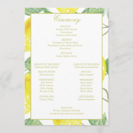 Modern Gold Lemon Wedding Programmakaart