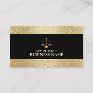 Modern Gold Leopard Border Law Scale Attorney Visitekaartje