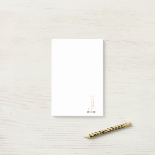 Modern Gold Letter J Monogram op maat Post-it® Notes (Op bureau)
