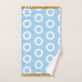 Modern Gold Light Blue White Circle Ring Pattern Bad Handdoek (Handdoek)