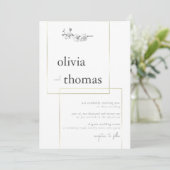 Modern Gold Lijst Boho Black White Orchid Wedding Kaart (Staand voorkant)