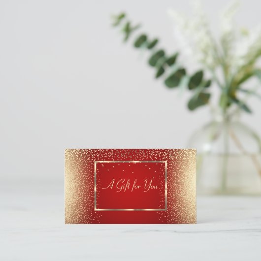 Modern Gold Lijst, Confetti Red Elegant Kortingskaartje (Staand voorkant)