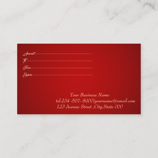 Modern Gold Lijst, Confetti Red Elegant Kortingskaartje (Achterkant)