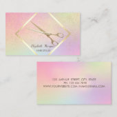 Modern Gold Lijst, Confetti, Scissors Holographic Visitekaartje (Voorkant / Achterkant)