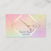 Modern Gold Lijst, Confetti, Scissors Holographic Visitekaartje (Voorkant)