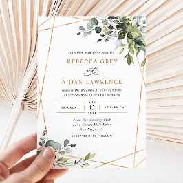Modern Gold Lijst Eucalyptus Greenery Wedding Kaart
