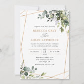 Modern Gold Lijst Eucalyptus Greenery Wedding Kaart (Voorkant)