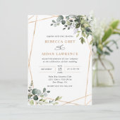 Modern Gold Lijst Eucalyptus Greenery Wedding Kaart (Staand voorkant)