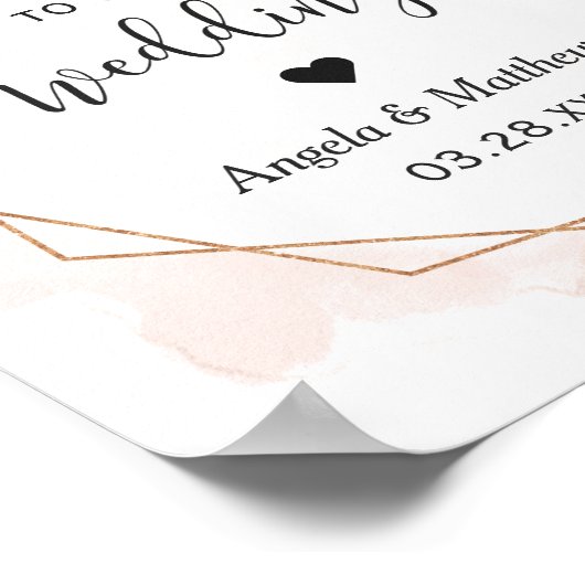 Modern Gold Lijst Floral Wedding Welkom Poster (Hoek)