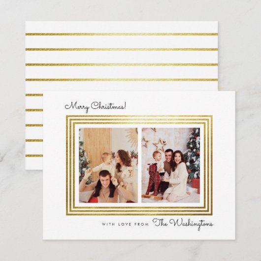 Modern Gold Lijst | Foto kerstfeestdag Feestdagenkaart (Voorkant / Achterkant)