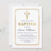 Modern Gold Lijst Glitter Navy Blue Baptisme Kaart (Voorkant)