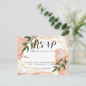 Modern Gold Lijst Ivory Green Floral RSVP Briefkaart (Staand voorkant)