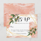 Modern Gold Lijst Ivory Green Floral RSVP Briefkaart (Voorkant / Achterkant)