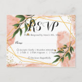 Modern Gold Lijst Ivory Green Floral RSVP Briefkaart (Voorkant)
