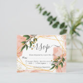 Modern Gold Lijst Ivory Green Floral RSVP Briefkaart (Staand voorkant)