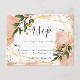 Modern Gold Lijst Ivory Green Floral RSVP Briefkaart