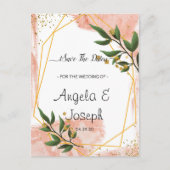 Modern Gold Lijst Ivory Green Floral Save the Date Aankondigingskaart (Voorkant)
