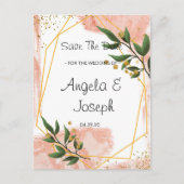 Modern Gold Lijst Ivory Green Floral Save the Date Aankondigingskaart (Voorkant)