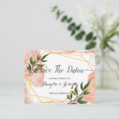 Modern Gold Lijst Ivory Green Floral Save the Date Briefkaart (Staand voorkant)