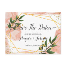 Modern Gold Lijst Ivory Green Floral Save the Date