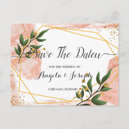 Modern Gold Lijst Ivory Green Floral Save the Date Briefkaart