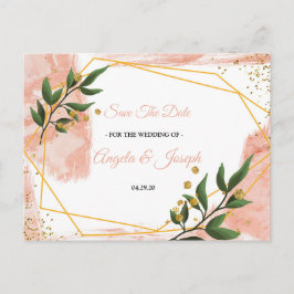Modern Gold Lijst Ivory Green Floral Save the Date Briefkaart