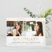 Modern Gold Lijst Photo Collage Graduparty Kaart (Staand voorkant)