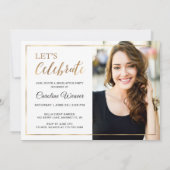 Modern Gold Lijst Photo Collage Graduparty Kaart (Achterkant)