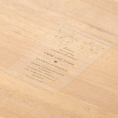 Modern Gold Line Art Flowers Wedding Transparent  Acryl Uitnodigingen (Laagn)