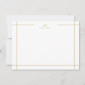 Modern Gold Line Border Monogram Notitiekaartje (Voorkant)