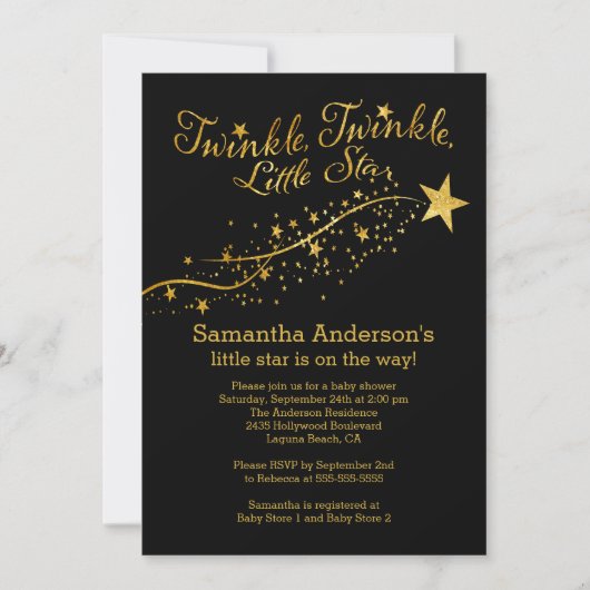 Modern Gold Little Star Baby shower Invitation Kaart (Voorkant)