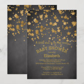 Modern Gold Little Star Baby shower Invitation Kaart (Voorkant / Achterkant)