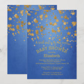 Modern Gold Little Star Baby shower Invitation Kaart (Voorkant / Achterkant)