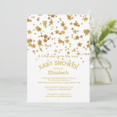 Modern Gold Little Star Baby shower Invitation Kaart (Staand voorkant)