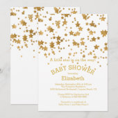 Modern Gold Little Star Baby shower Invitation Kaart (Voorkant / Achterkant)
