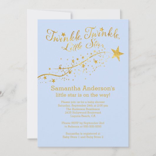 Modern Gold Little Star Boy Baby shower Uitnodigin Kaart (Voorkant)